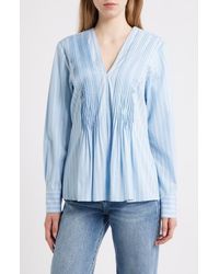 Rag & Bone - Asher Stripe Pleated Cotton Blouse - Lyst