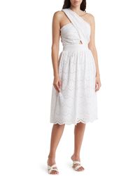 French Connection - Appelonga Anglaise One-shoulder Midi Dress - Lyst