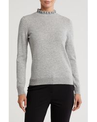 Sofiacashmere - Ruffle Mock Neck Cashmere Sweater - Lyst