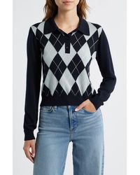 FRAME - The Argyle Polo - Lyst