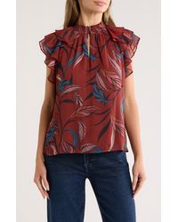 DR2 by Daniel Rainn - Mock Neck Ruffled Cap Sleeve Top - Lyst