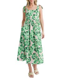 Lush - Floral Tie Strap Cotton Sundress - Lyst