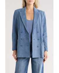 L'Agence - Aimee Relaxed Fit Double Breasted Suede Blazer - Lyst
