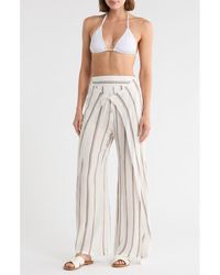 Elan - Stripe Wrap Front Cover-Up Pants - Lyst