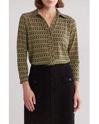 Adrianna Papell - Moss Crepe Button Front Shirt - Lyst