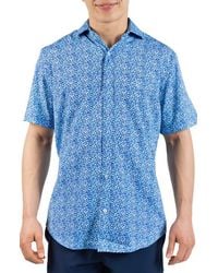 Tailorbyrd - Swirling Floral Print Performance Short Sleeve Button-Up Shirt - Lyst