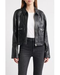 FRAME - The Leather Zip Front Jacket - Lyst