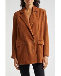 L'Agence - Aimee Relaxed Fit Double Breasted Suede Blazer - Lyst