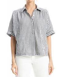 Max Studio - Textured Stripe Camp Shirt - Lyst