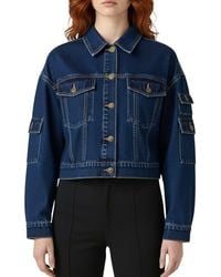Bebe - The Cargo Crop Denim Jacket - Lyst
