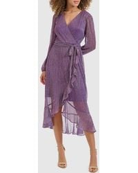 Kensie - Long Sleeve Shimmer Knit Midi Dress - Lyst
