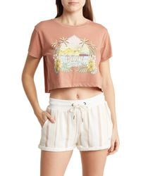 Roxy - Hidden Gem Cotton Graphic Crop T-shirt - Lyst