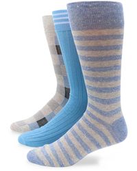 Lorenzo Uomo - 3-pack Assorted Stripe Cotton Blend Dress Socks - Lyst