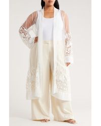 Forgotten Grace - Embroidered Long Sleeve Mesh Duster - Lyst
