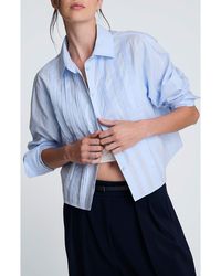Kenneth Cole - Stripe Crop Tuxedo Button-Up Shirt - Lyst