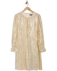 Julia Jordan - Metallic Long Sleeve Shift Dress - Lyst