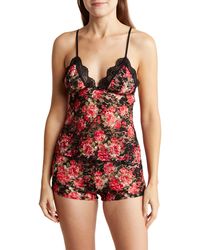 In Bloom - Floral Lace Camisole & Shorts Pajamas - Lyst