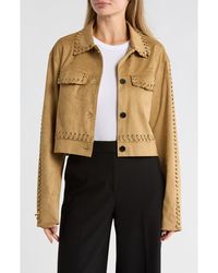AREA STARS - Wren Faux Suede Whipstitched Crop Jacket - Lyst