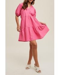 Wishlist - Button Front Tiered Dress - Lyst
