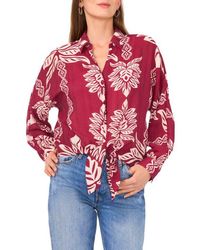 Halogen® - Long Sleeve Tie Hem Button-Up Shirt - Lyst
