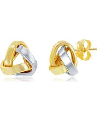 Simona - 14K Two-Tone Love Knot Stud Earrings - Lyst