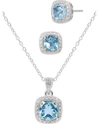 Savvy Cie Jewels - Stone Pendant Necklace & Cushion Stud Earrings Box Set - Lyst