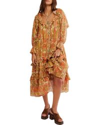 Free People Dove Long Sleeve Maxi Dress in Green | Lyst