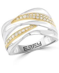 Effy - Two-Tone Diamond Swirl Ring - Lyst