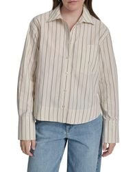 DKNY - Oversize Long Sleeve Crop Button-Up Shirt - Lyst