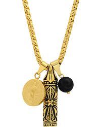 HMY Jewelry - 18k Gold Plated Stainless Steel Mixed Charm Pendant Necklace - Lyst