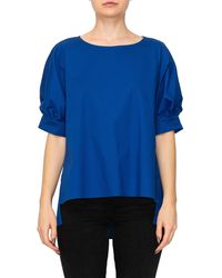 MELLODAY - Puff Sleeve Popover High-low Top - Lyst