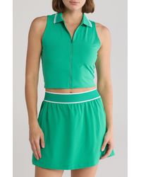 90 Degrees - Sleeveless Zip-up Crop Polo - Lyst