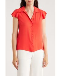 Tahari - Tiered Flutter Sleeve Button-Up Shirt - Lyst