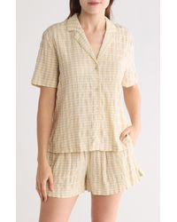Melrose and Market - Crinkle Plaid Camp Shirt - Lyst