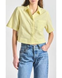 Derek Lam - Lira Stripe Short Sleeve Crop Button-Up Shirt - Lyst