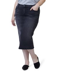 Slink Jeans - Denim Midi Skirt - Lyst