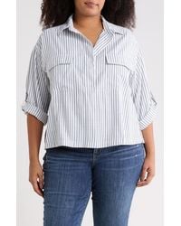 Max Studio - Stripe Utility Pocket Shirt - Lyst