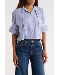 Twp - Next Ex Striped Tie Neck Cotton Shirt - Lyst