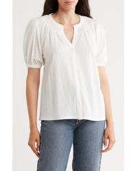 Bobeau - Short Sleeve Piqué Knit Button-Up Shirt - Lyst