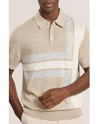 Ted Baker - Intarsia Merino Wool Blend Sweater Polo - Lyst