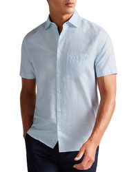 Ted Baker - Addle Short Sleeve Linen & Cotton Button-up Shirt - Lyst