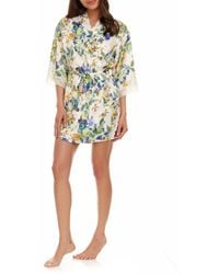 Flora Nikrooz - Sabrina Floral Print Satin Short Pajamas & Robe Set - Lyst