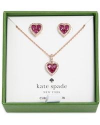 Kate Spade - Spell It Out Cubic Zirconia Heart Pendant Necklace & Stud Earrings Set - Lyst
