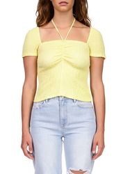 Sanctuary - Cap Sleeve Crop Halter Top - Lyst