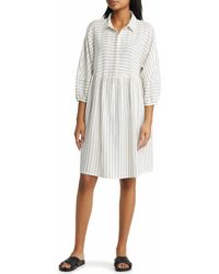 Caslon - Stripe Long Sleeve Linen Blend Dress - Lyst