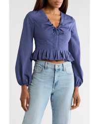 Rebecca Taylor - Allegra Stripe Long Sleeve Crop Peplum Top - Lyst
