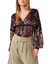 Free People - Worth The Wait Floral Long Sleeve Bodysuit - Lyst