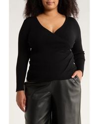Max Studio - Faux Wrap Knit Sweater - Lyst