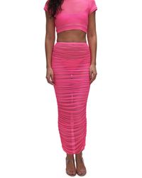 GOOD AMERICAN - Ruched Mesh Cover-up Maxi Skirt - Lyst