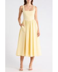 Wayf Desi Bustier Midi Dress in Red | Lyst